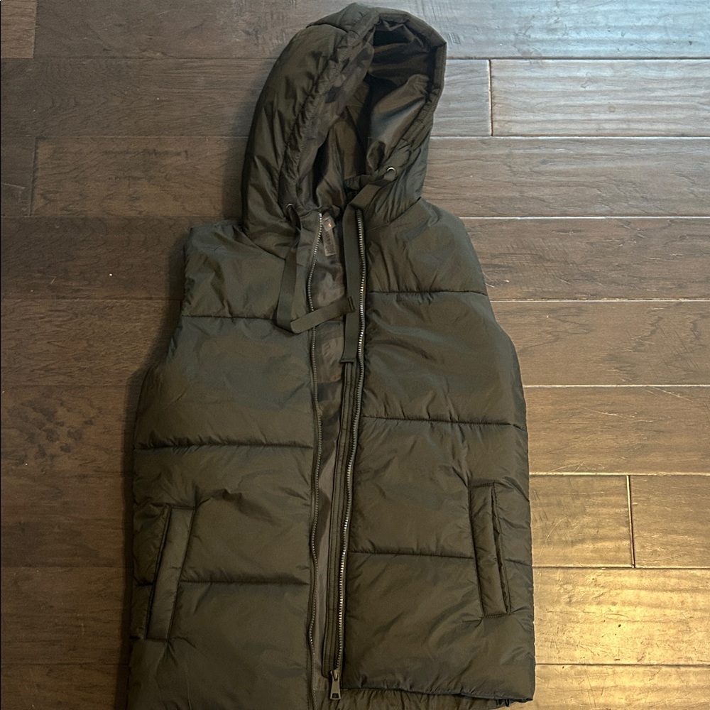 Mono B Olive Hooded Puffer Vest